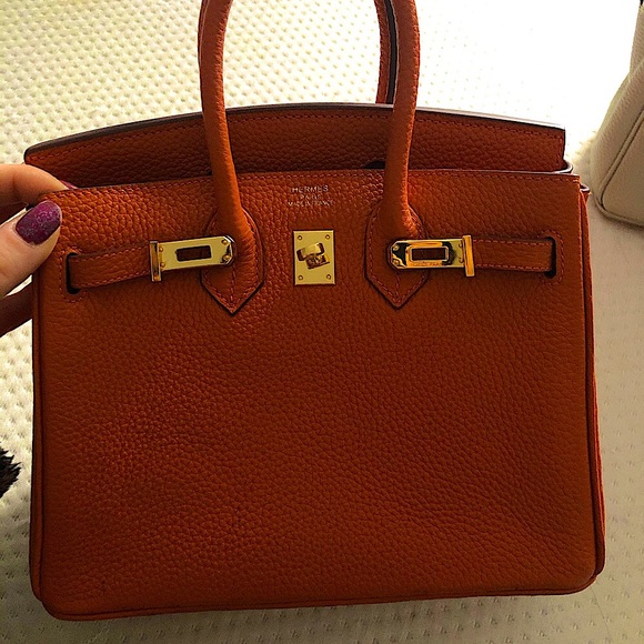 Hermes Handbags - Hermes Purse/bag 25cm orange with gold hardware